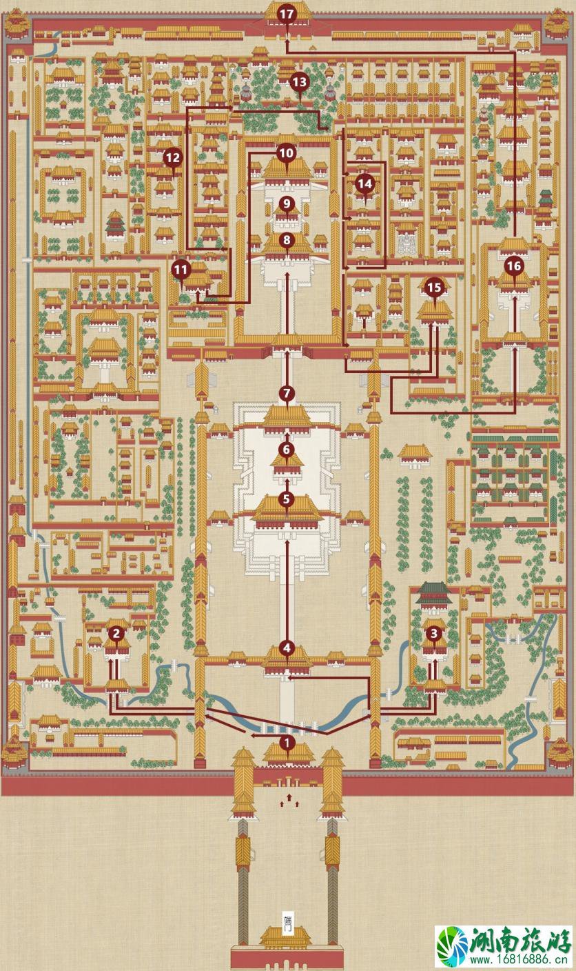 故宫游览路线示意图 故宫游览路线官方推荐