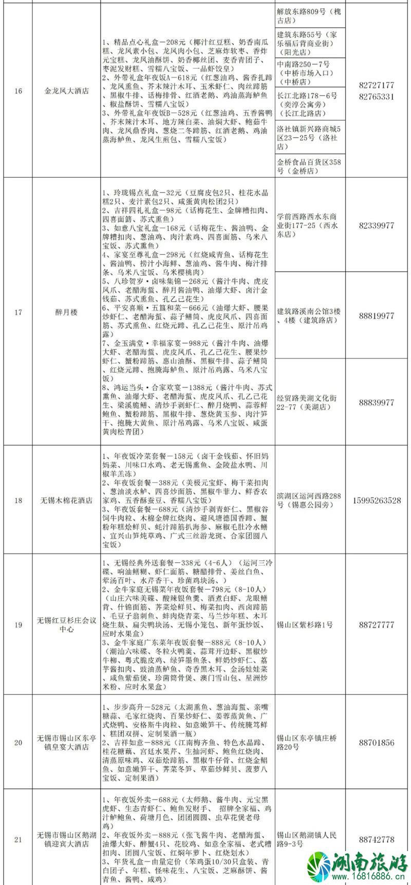 2021无锡可线上预约年夜饭餐厅及菜单