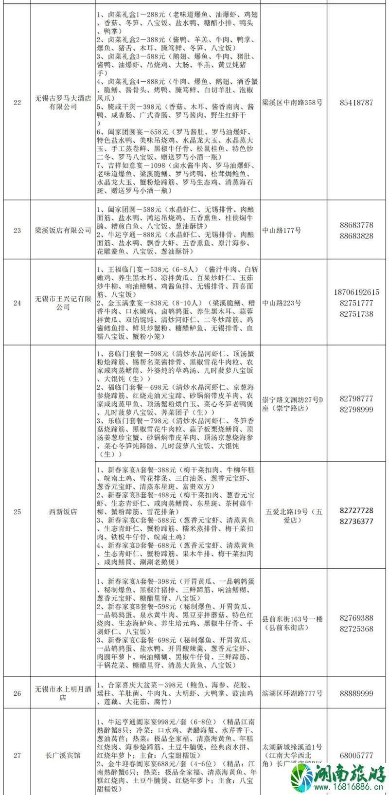 2021无锡可线上预约年夜饭餐厅及菜单