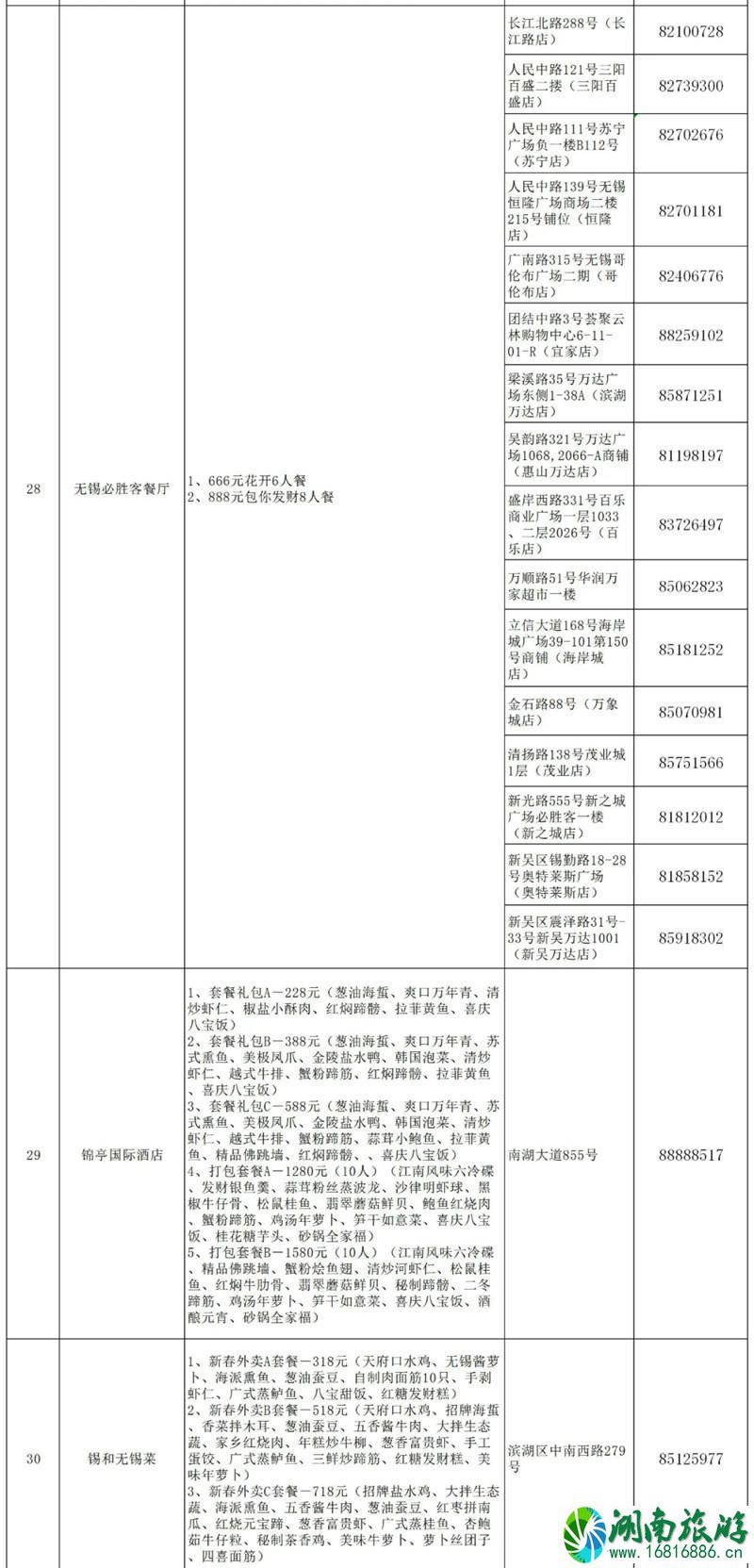 2021无锡可线上预约年夜饭餐厅及菜单