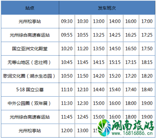 韩国光州广域市观光巴士指南