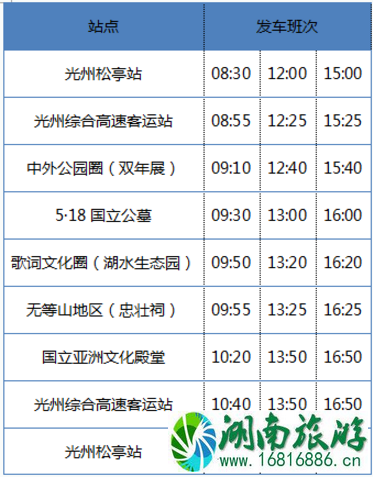 韩国光州广域市观光巴士指南