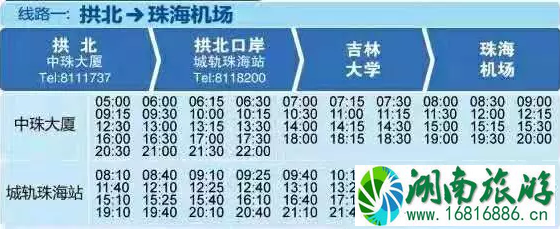 2022珠海机场快线时刻表+票价+站点 珠海机场停车收费标准