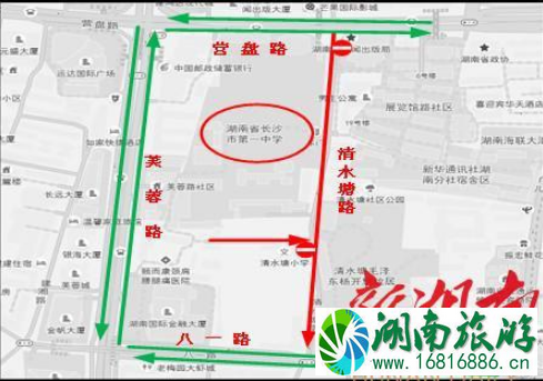 2022年高考长沙易堵路段+交通管制+绕行指南