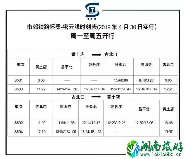 北京s5线最新时刻表2022+票价