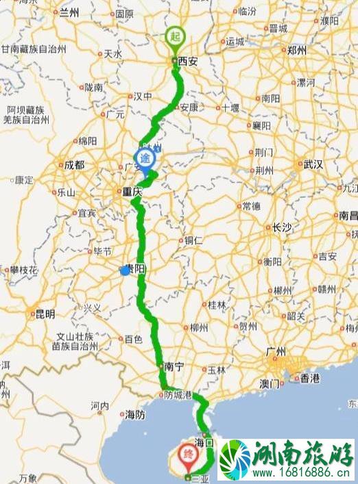 从西安自驾到海南路线攻略