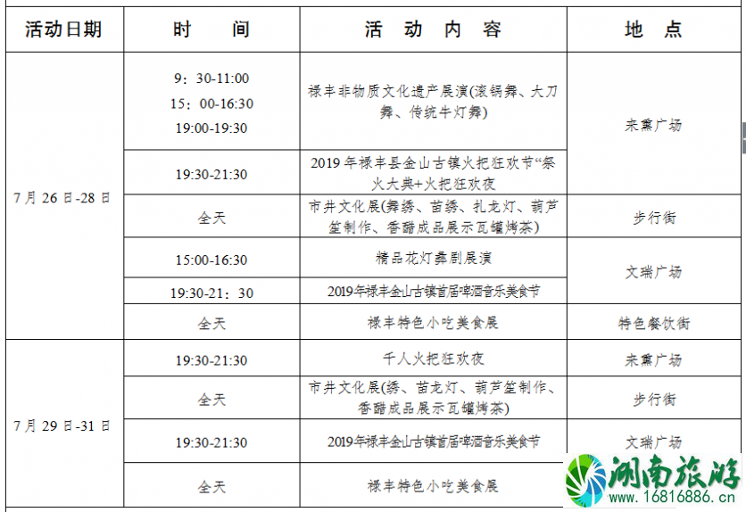 云南禄丰火把节 时间+活动安排