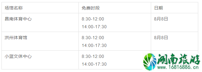 8月8日全民健身日南昌免费项目场馆及开放时间