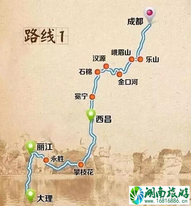 四川自驾游最佳路线图