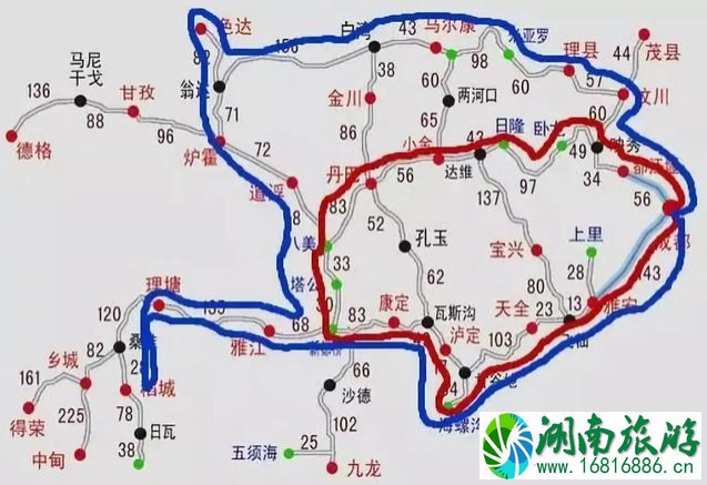 四川自驾游最佳路线图