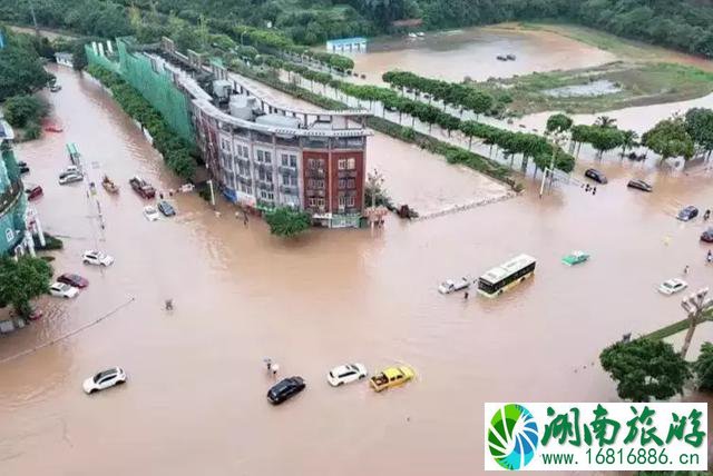 乐山大佛遭暴雨暂停接待游客 千佛岩景区万象亭被冲毁