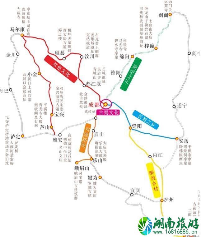 四川最美自驾游路线图