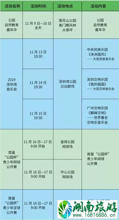 2022深圳公园文化季活动时间+活动排期