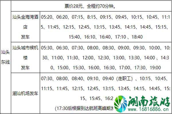 2021揭阳潮汕国际机场大巴最新时刻表