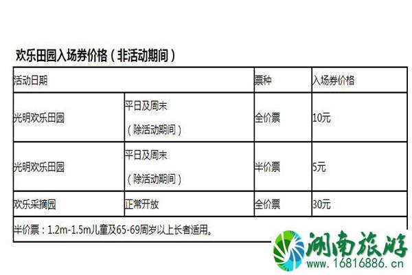 2021深圳光明欢乐田园运营时间调整