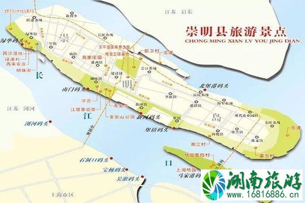 上海崇明岛旅游景点分布地图 有哪些游玩地